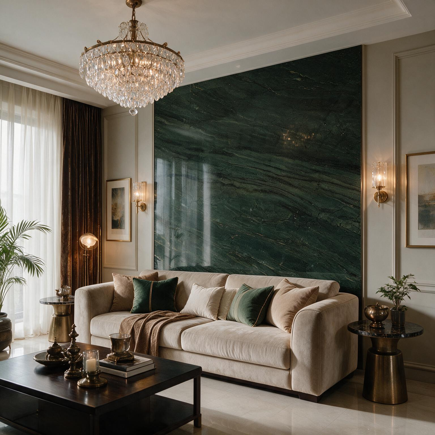Peacock Green Marble Slab